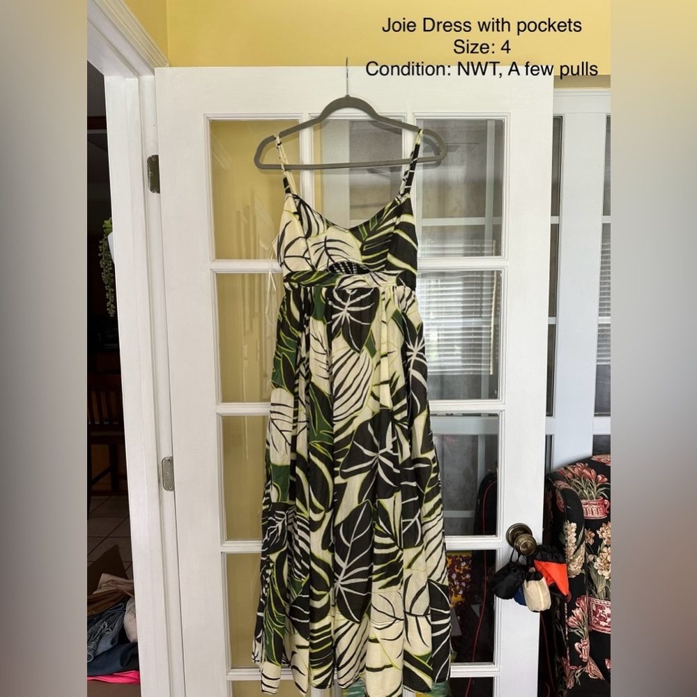 Joie Green and Black Leaf Print Maxi Dress